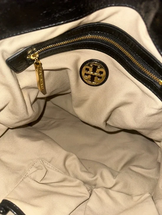 Tory Burch Black Leather Tote with Logo Medallion - Picture 15 of 17